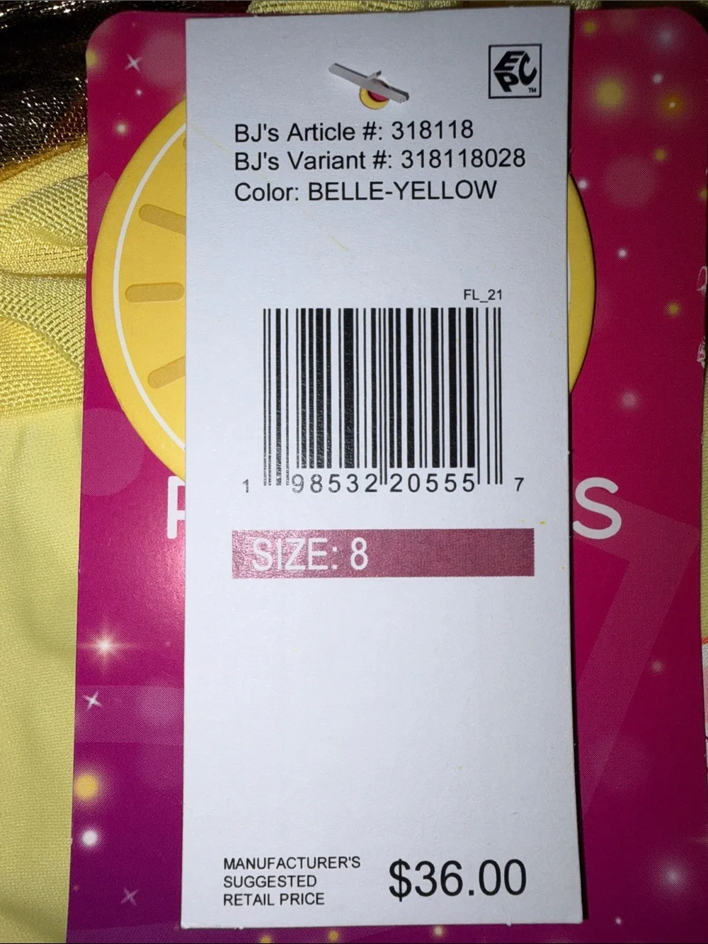 Disney Yellow Belle Princess Swimsuit Costume